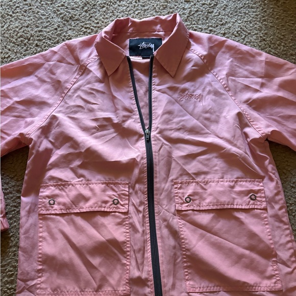 Stussy Windbreaker Jacket Size Medium Pink Lightweight - Picture 1 of 7